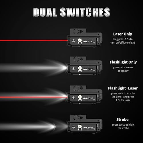 Miniatura 3 de Luz de pistola con rayo láser rojo para pistolas, luz táctica de pistola y vista láser roja combinada de 420 lúmenes, combo láser de linterna para