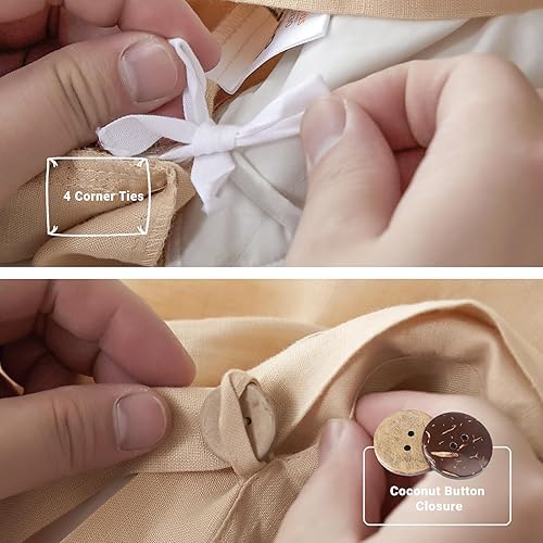 Miniatura 4 de Simple&Opulence Juego de funda de edredón 100% lino, 2 piezas de lino belga transpirable, 1 funda de edredón + 1 funda de almohada con cierre de