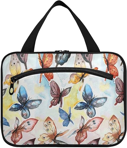 senya Neceser - Neceser para cosméticos, vintage, tropical, arcoíris, mariposa, gran capacidad, organizador de viaje para accesorios (236br2a),