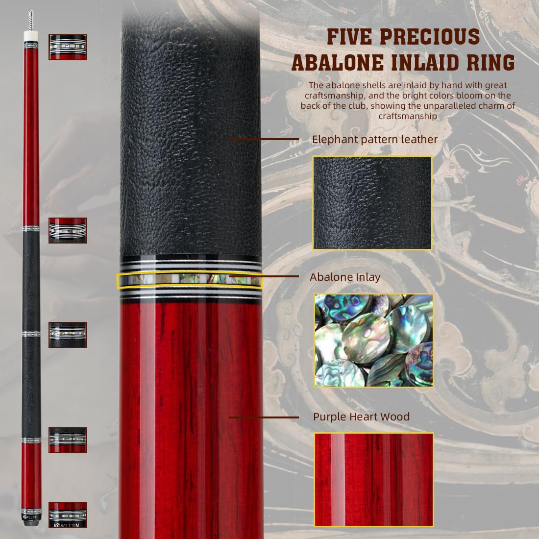 KONLLEN Carbon Fiber Pool Cue AXA Series Handmade Inlay Cues Stick for Tournament-Level Competitions Low Deflection Pool Stick for Professional Players (Accurate, Stable, Easy to Control)