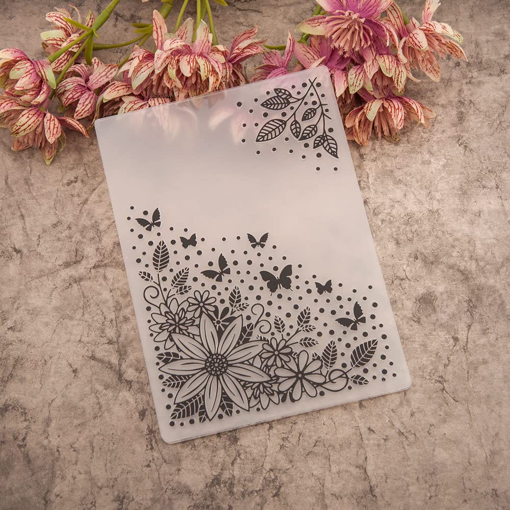 Cartella Per Goffratura 3D, Modello Con Fiore, Foglia E Farfalla Testurizzati Per La Creazione Di Biglietti E Album Di Ritagli~p133241436