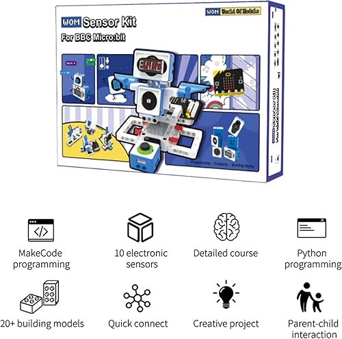 Miniatura 8 de Yahboom Kit de programación de bloques de construcción, módulo de sensor para niños con Micro bit V2 STEM Codificación DIY Robot Kit Micro bit