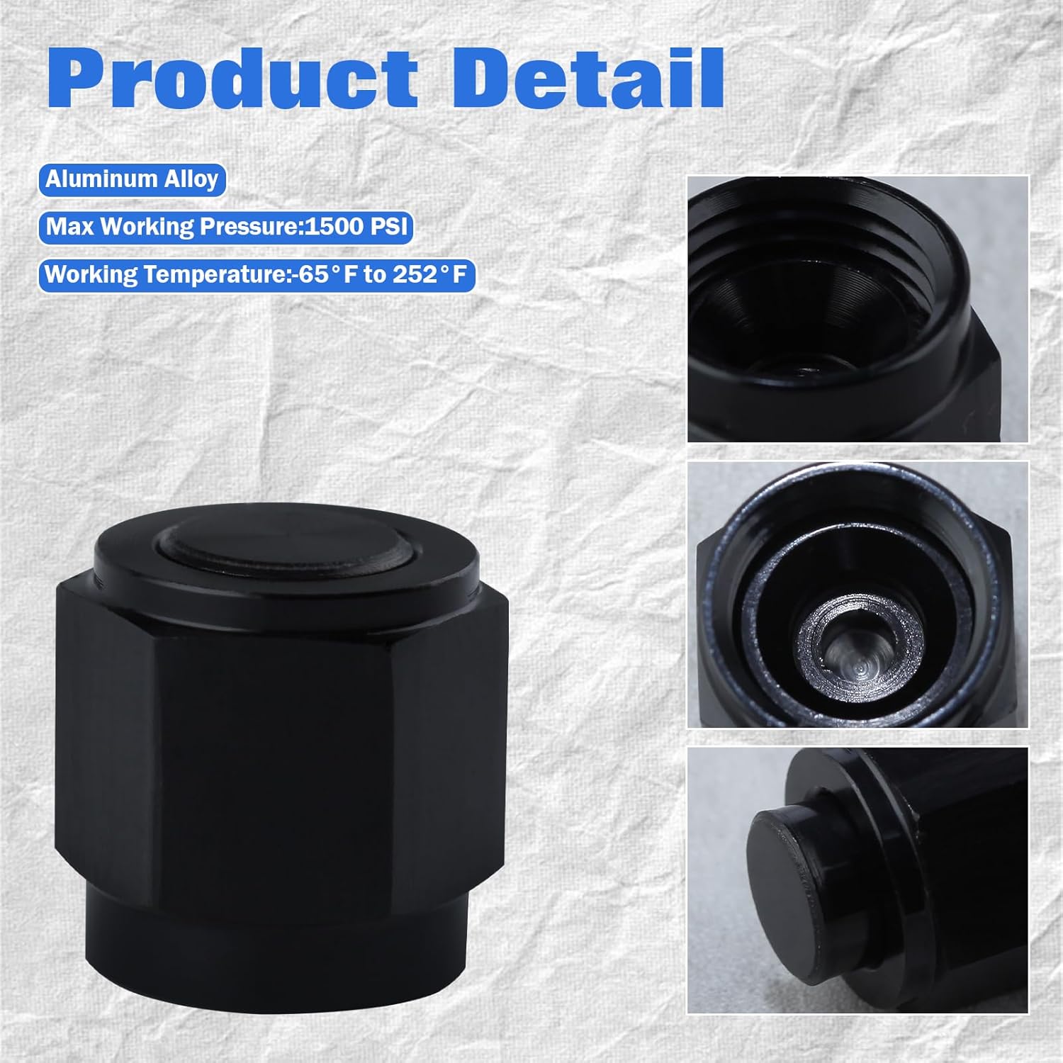 6AN Flare Cap Block Off Fitting Plug 2PCS Female Flare Cap Port Plug Block Off Fitting Adapter Aluminum Port Plug Block Off Fitting Nut for Oil Fuel Water Fluid and Air Line Adapters,Black