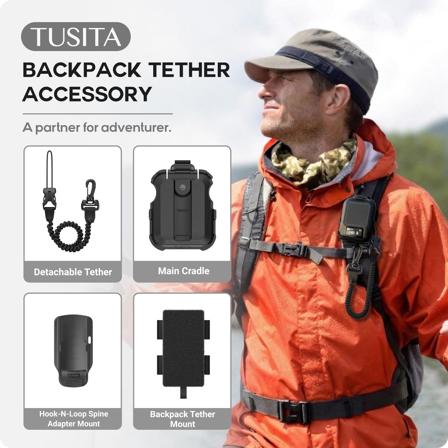 TUSITA Backpack Tether Accessory Compatible with Garmin GPS Handhelds,inReach Messenger Plus 010-11855-00