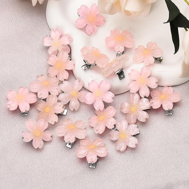 Pinzas de flores rosas pequeñas para cabello, 20 piezas miniatura 3