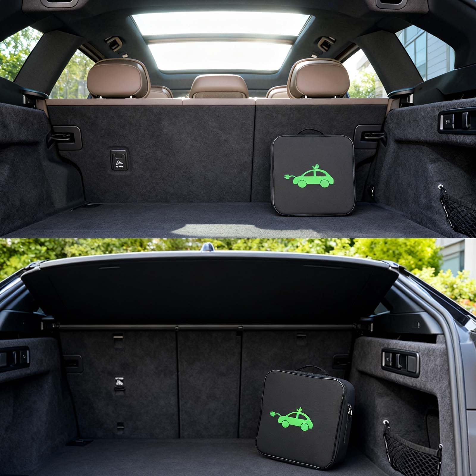 Sac de Transport pour Câbles Électriques Portable, Sac pour Câble de Chargement EV, Sac de Coffre de Voiture (Carré)