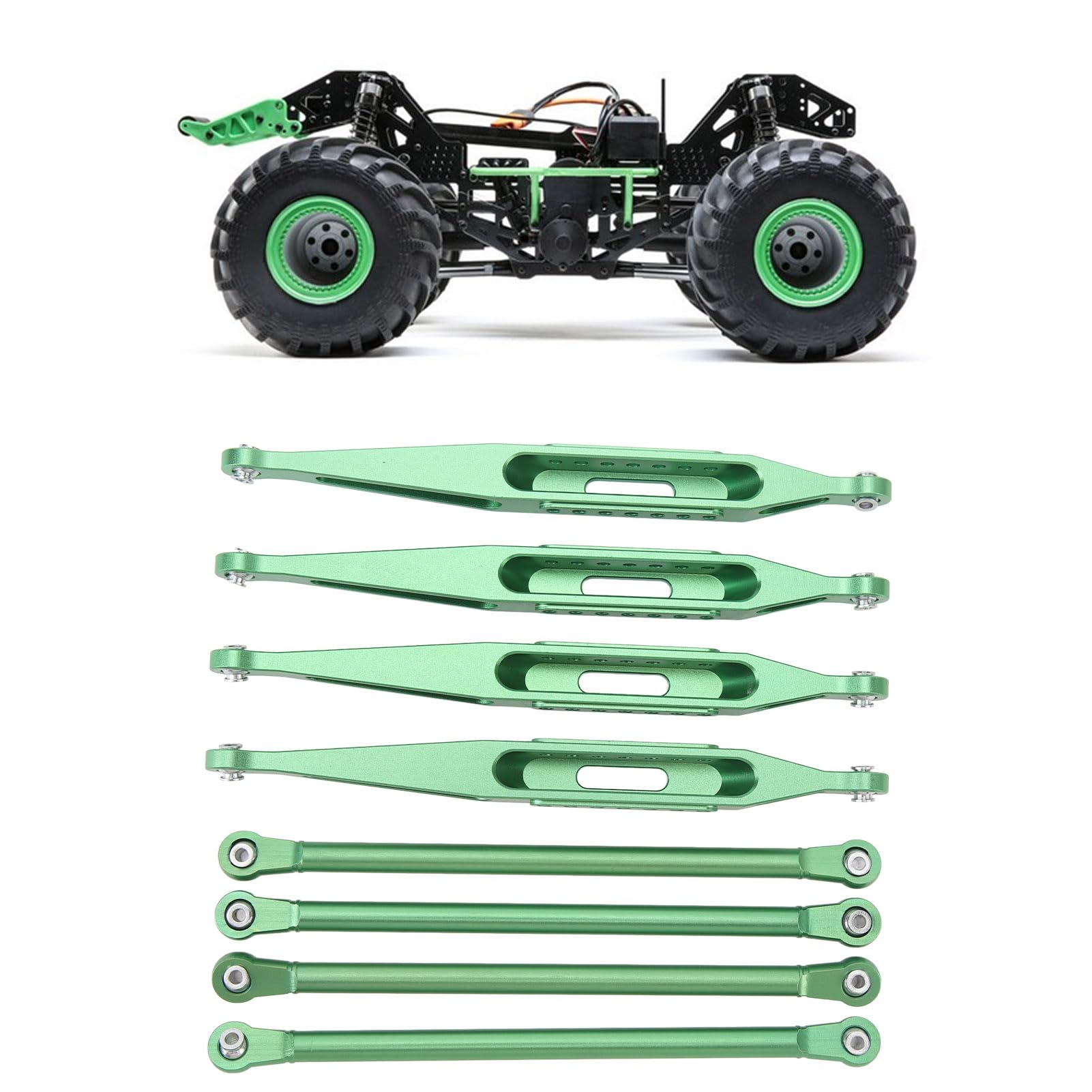 Górne dolne łączniki zawieszenia Stop aluminium o wysokiej wytrzymałości Znakomity zestaw łączników zawieszenia RC Idealne dopasowanie do samochodu LOSI 1/8 LMT 4WD RC Zwiększona (Zielony)