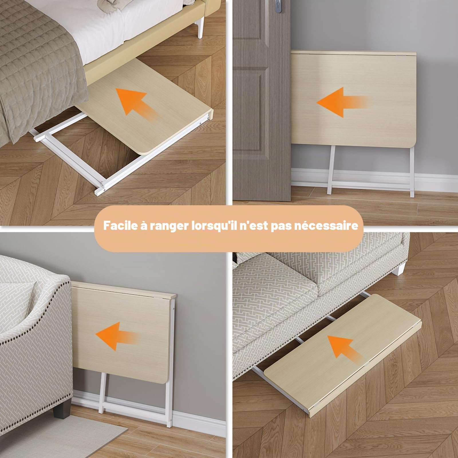 WOHOMO Petit Bureau Pliable de 120 cm pour Les Petits espaces, Table d'ordinateur, Station de Travail d'écriture pour Bureau à Domicile, Assemblage Facile, Beige
