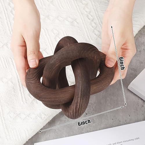 Miniatura 2 de Decoración de nudo de madera de 3 eslabones, decoración de mesa auxiliar tallada a mano, decoración de eslabones de cadena, estante moderno, objetos