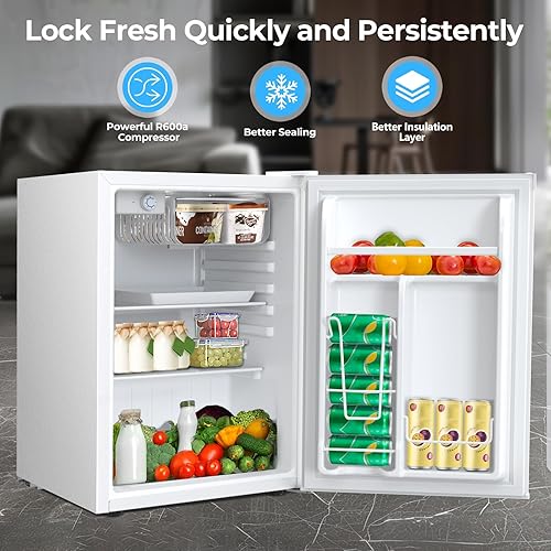 Miniatura 6 de Antarctic Star Mini refrigerador de 2.56 pies cúbicos con congelador, refrigeradores pequeños con termostato ajustable, bajo ruido, ahorro de