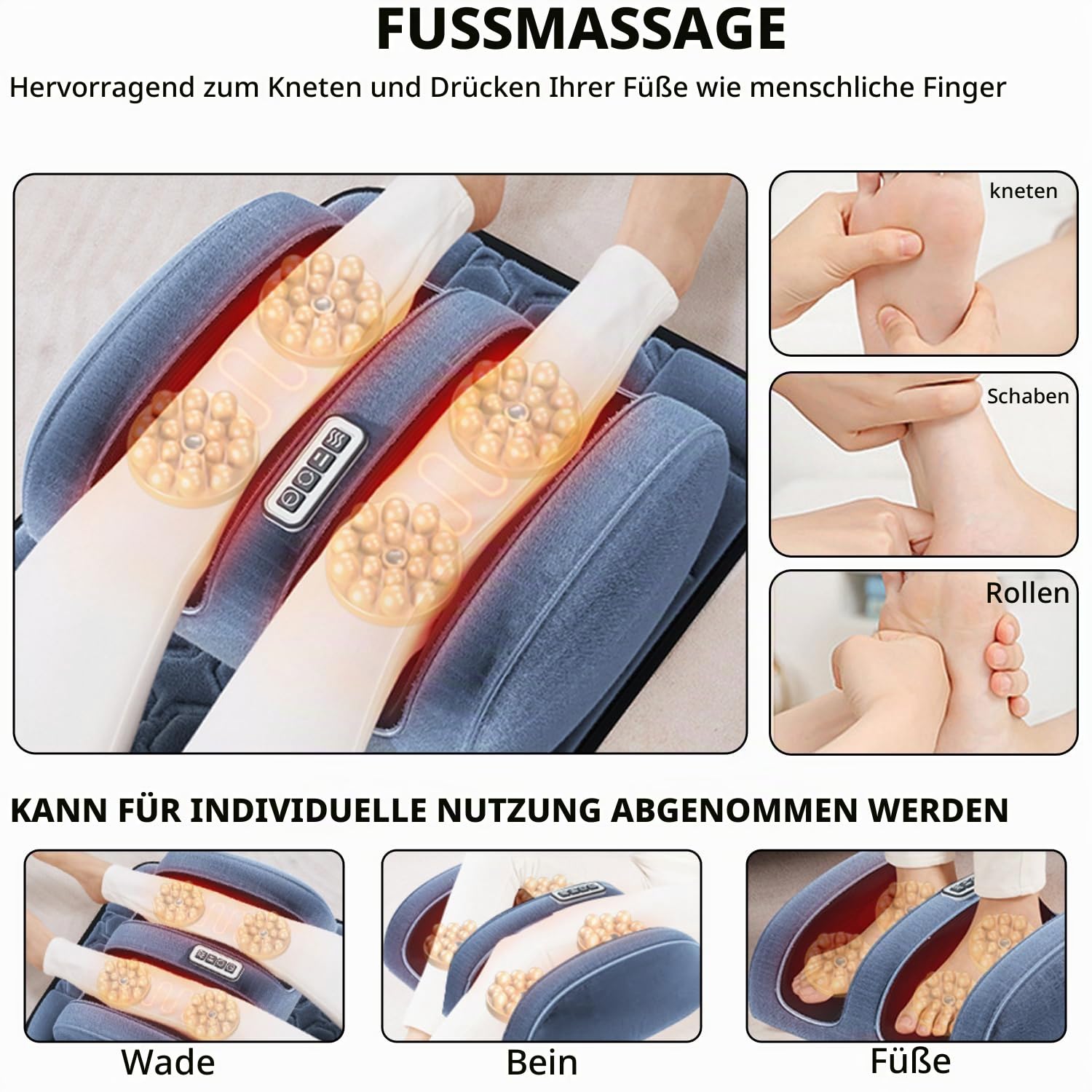 Massagematte, Ganzkörper, mit Wärme, 10 Motoren, für Entspannung | Vibrationstherapie; abnehmbare Fußmassage; für Rücken und Nacken.