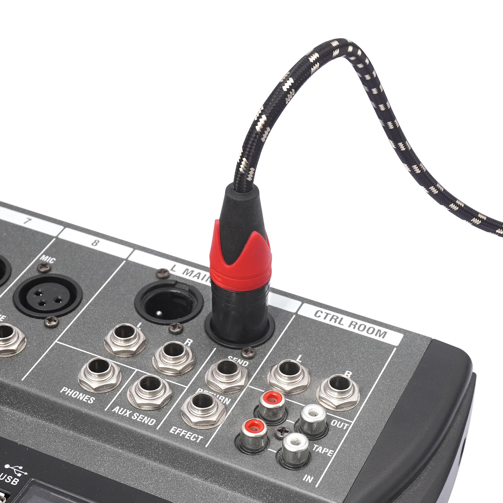 XLR-Kabel, 15,2 m, 2 Packungen – Premium symmetrisches Mikrofonkabel mit 3-poligem XLR-Stecker auf Buchse, Mikrofon-Lautsprecherkabel, schwarz-weiße Gitterschicht, reines Kupfer und