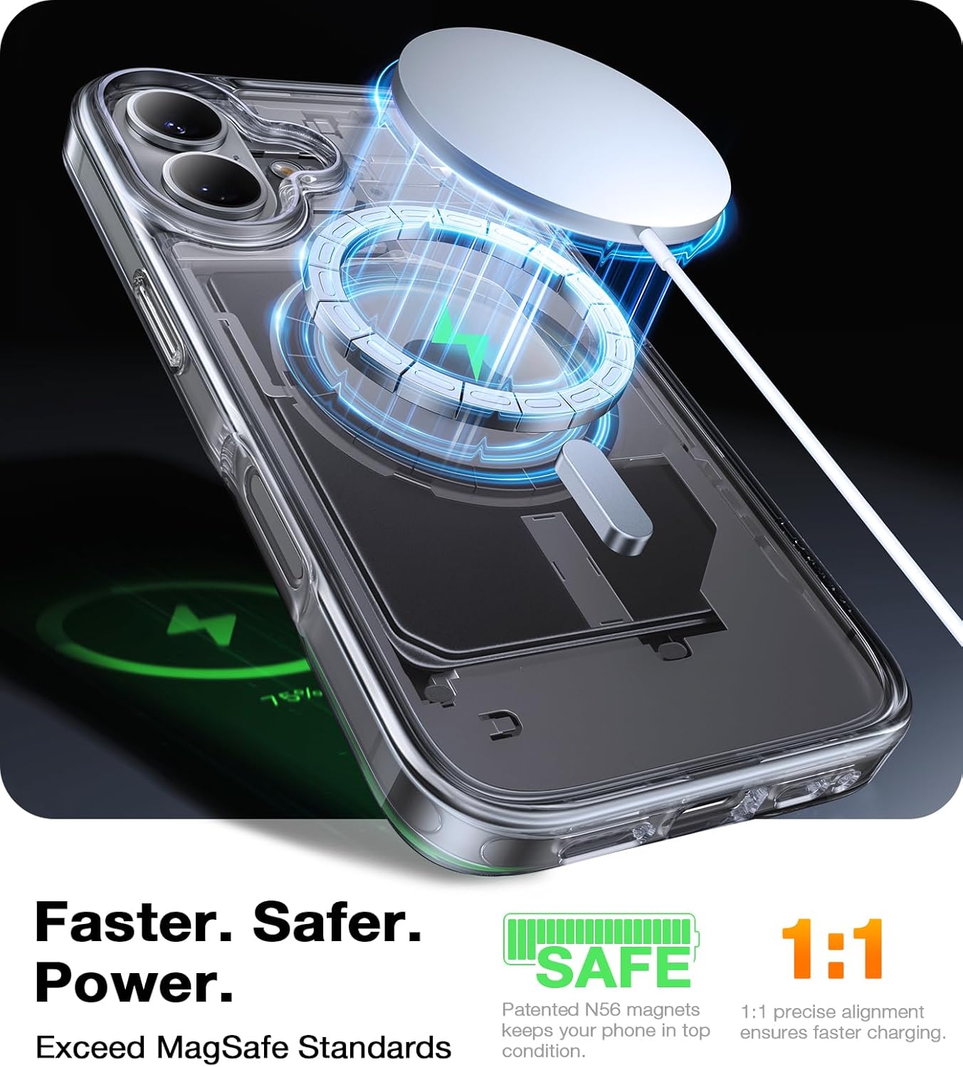 TORRAS Stronger Magnetic Shockproof for iPhone 16 Case, Fit for MagSafe, Never Yellow, 4X Military Grade Drop Protection, Protective Hard Back Plastic Slim Phone Case for iPhone 16 6.1 inch, Clear - Image 2