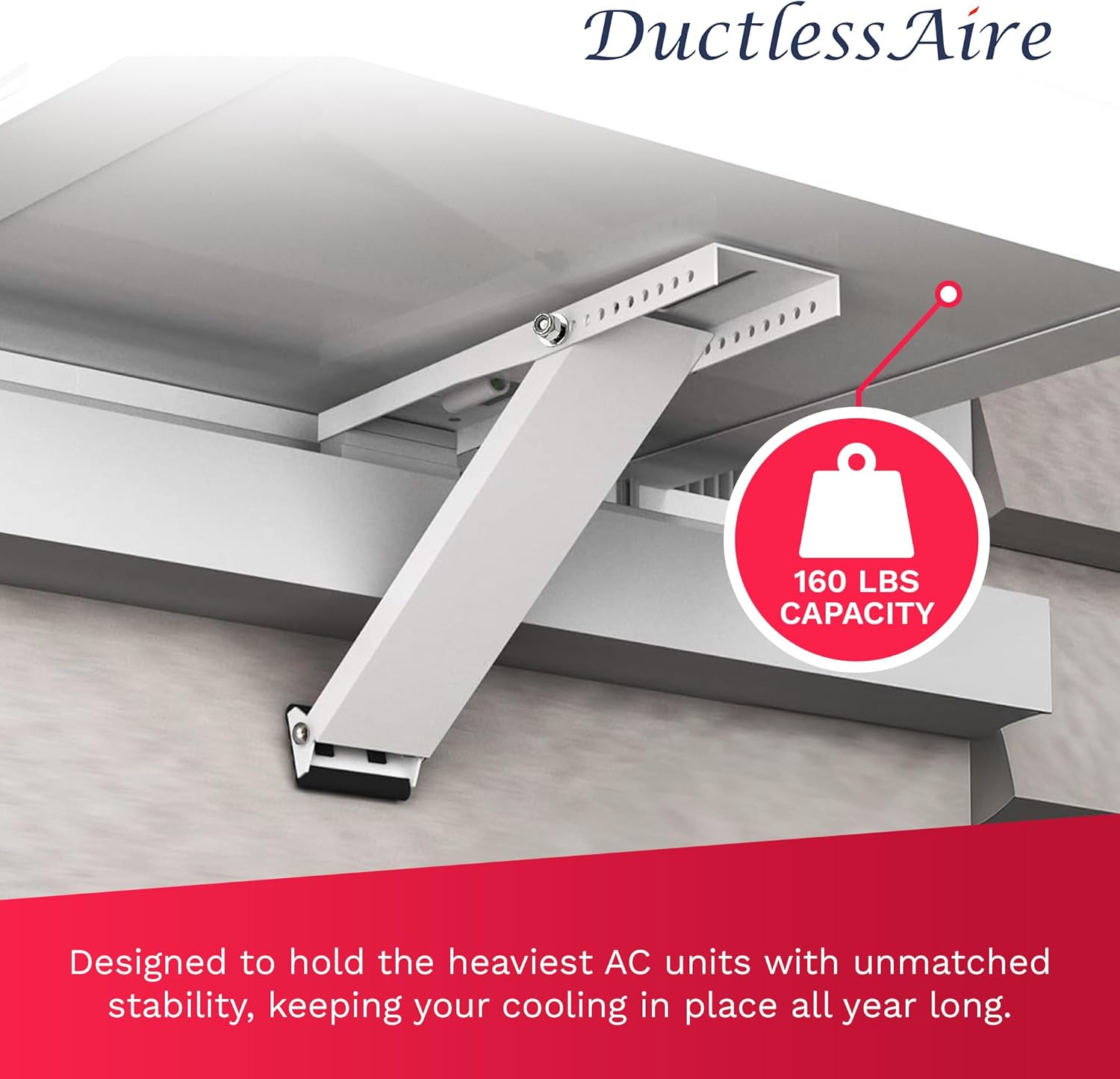 DuctlessAire DA-160 Wall Mount Support Bracket - Heavy Duty Air Conditioner Support Brackets - Air Conditioner Window Unit, Mini Split, HVAC Brackets - Outdoor Wall Mounted Window AC Bracket (160 lbs)