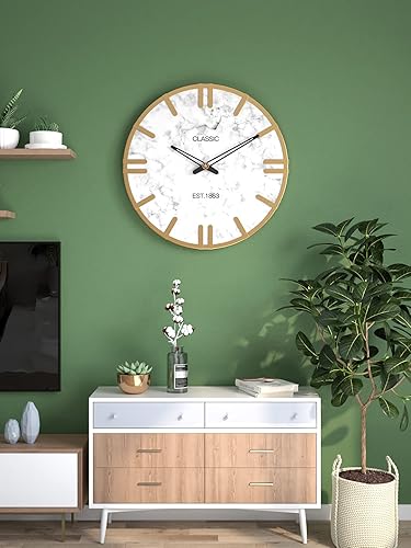 Miniatura 4 de WGWART Reloj de pared con números romanos  Silencioso que no hace tictac de 14 pulgadas de calidad, funciona con pilas, redondo, fácil de leer,