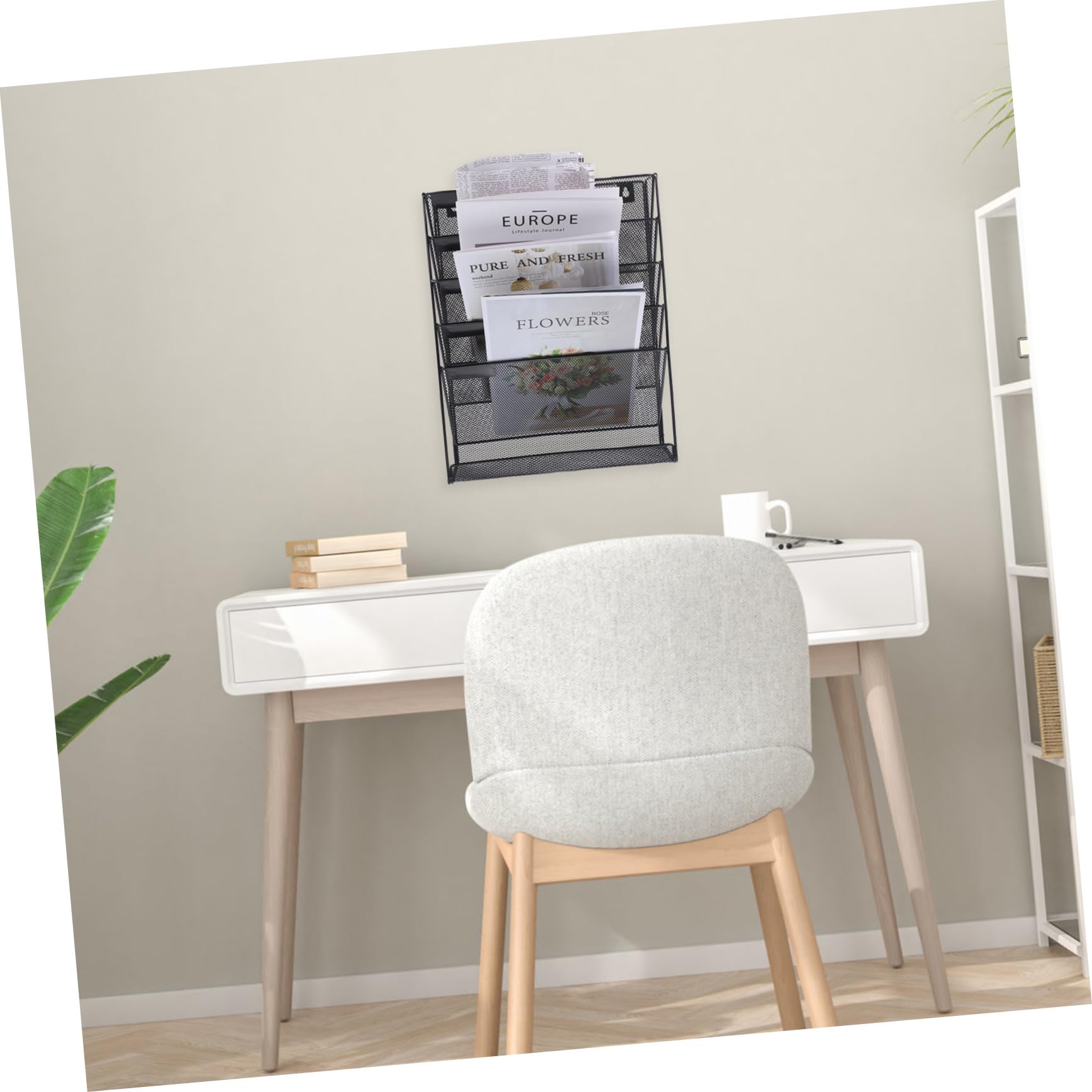 Didiseaon Organisateur Mural de Documents à Compartiments Porte-fichiers Empilable Maille Métallique Noir Support Mural Gain de Place pour Bureau et Maison