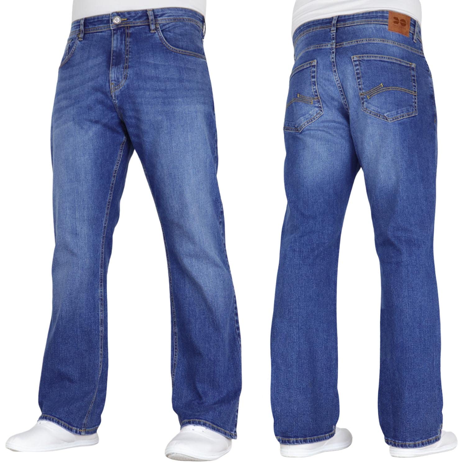 Crosshatch Men's Mid Wash Stretch Boot Cut Leg Flared Classic Retro Denim Jeasn By Jeanbase 34W X 34L