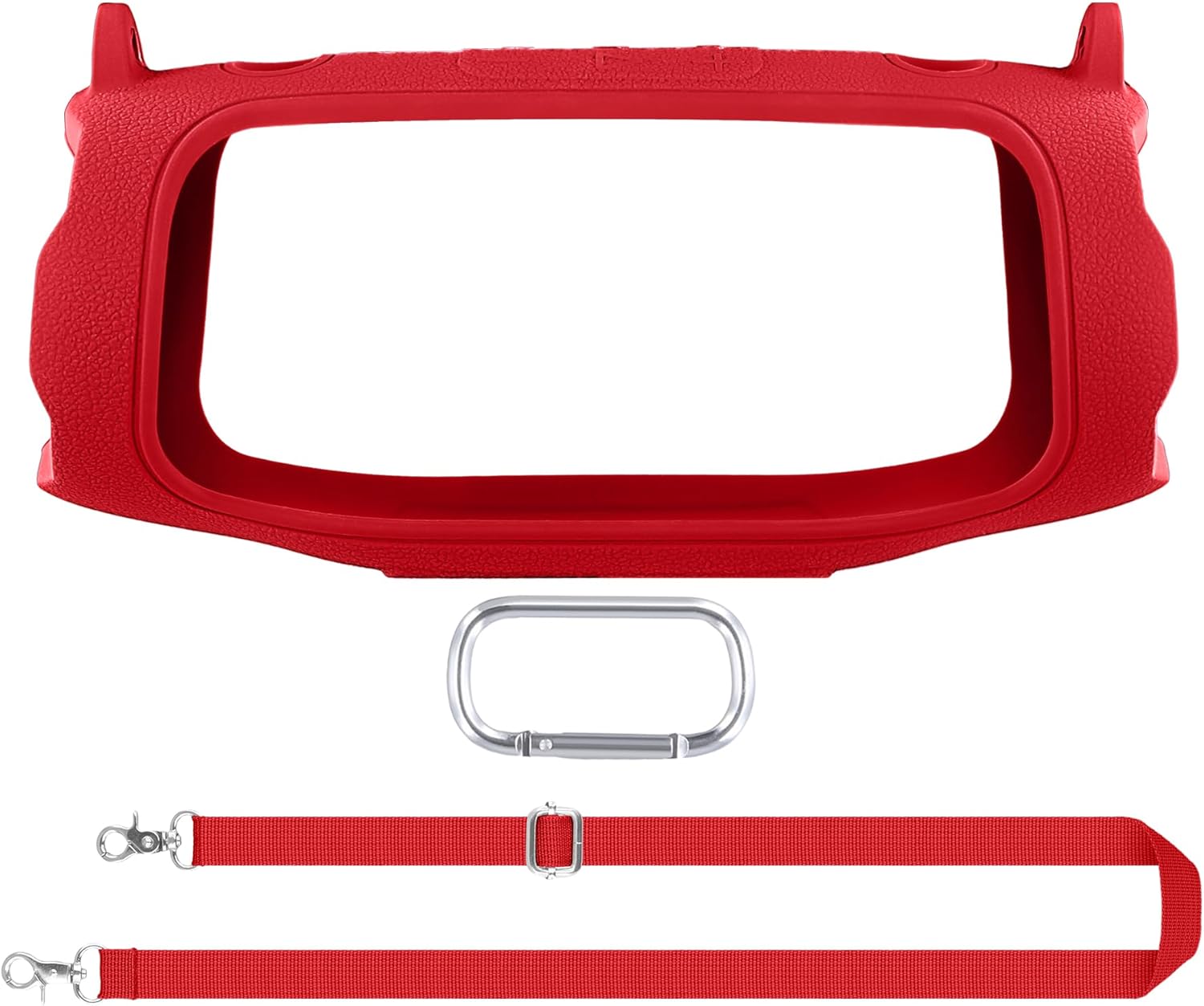 co2CREA Silicone Case for JBL Charge 6 Portable Waterproof Bluetooth Speaker, Portable Travel Soft Cover with Shoulder Strap, Protective Skin Case (Red) - Image 2