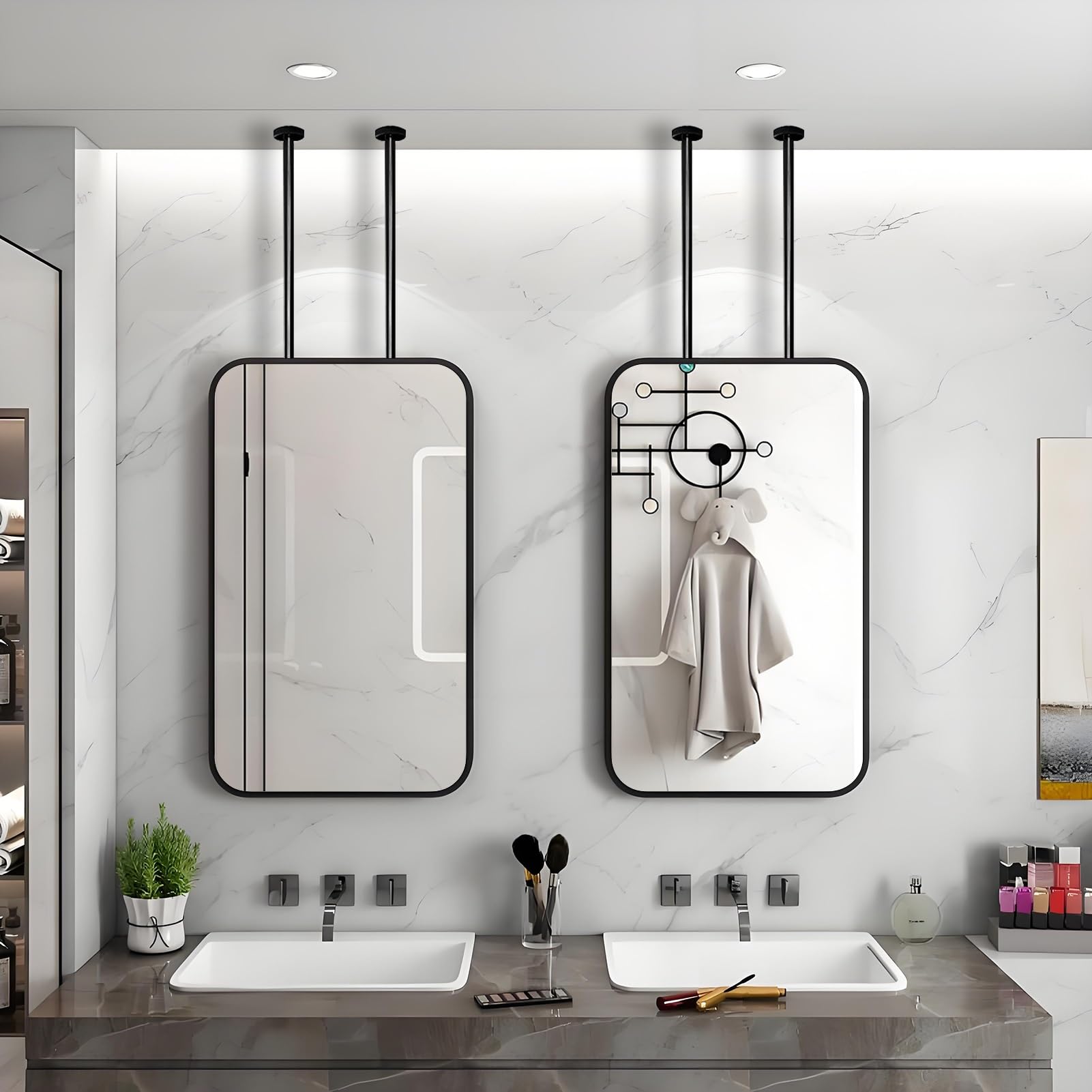 FGXHHS Modern Simple Large Mirror 50x60 50x70 Black Rectangular, Metal Framed for Living Room Bedroom Cloakroom(40cmx70cm)