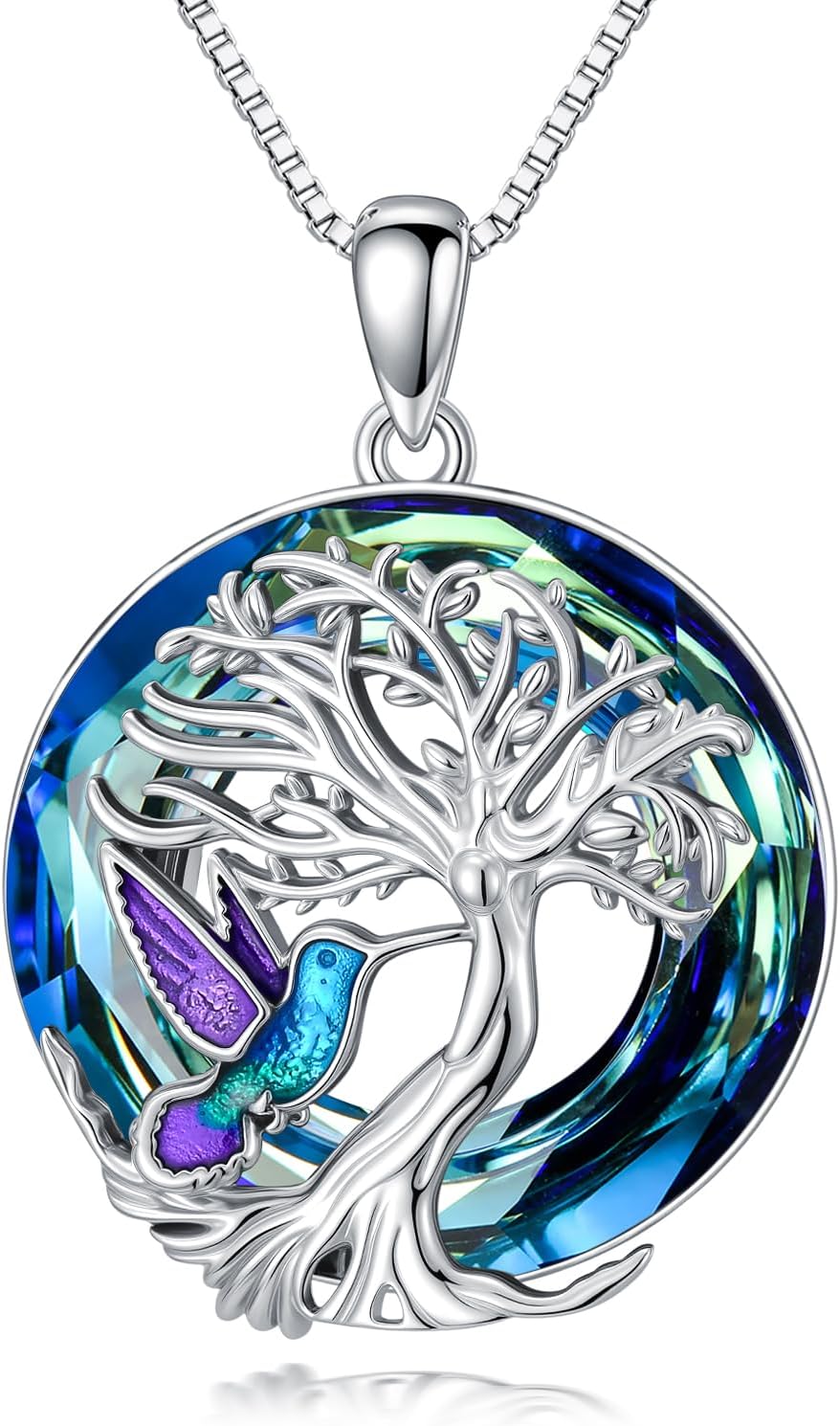 Tree of Life Mushroom Necklace 925 Sterling Silver Tree of Life Animal Crystal Pend...