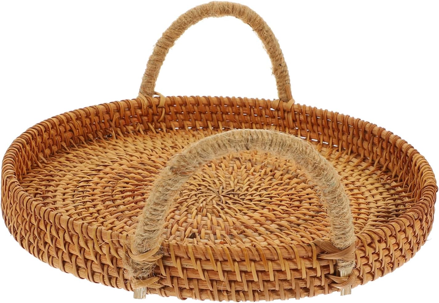 Luxshiny 2pcs Rattan Woven Snack Basket for Fruit and Bread Storage Portable Decorative Basket for Kitchen and Dining Use Natural Rattan Design