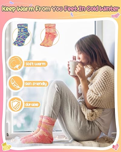 Miniatura 5 de Katech Kit de tejer, 4 piezas de hilo de calcetines para tejer, color azul