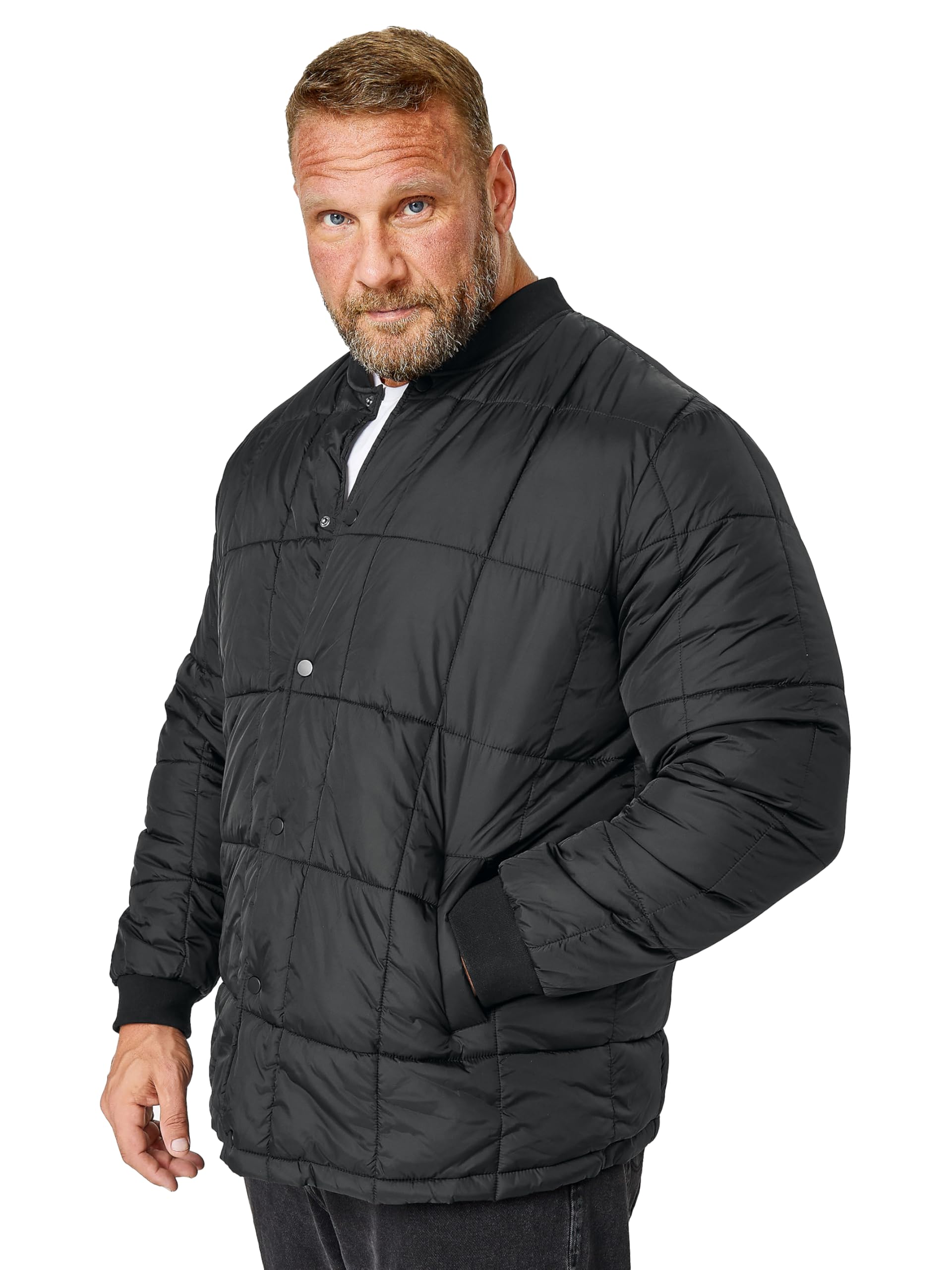 BadRhino Big & Tall Quilted Bomber Jacket - Men's - Plus Size Curve Black