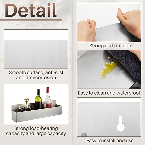 Miniatura 4 de Tanlade Soporte para botellas de licor de acero inoxidable de 22 pulgadas, 22 pulgadas, soporte para botellas de spray montado en la pared, estante
