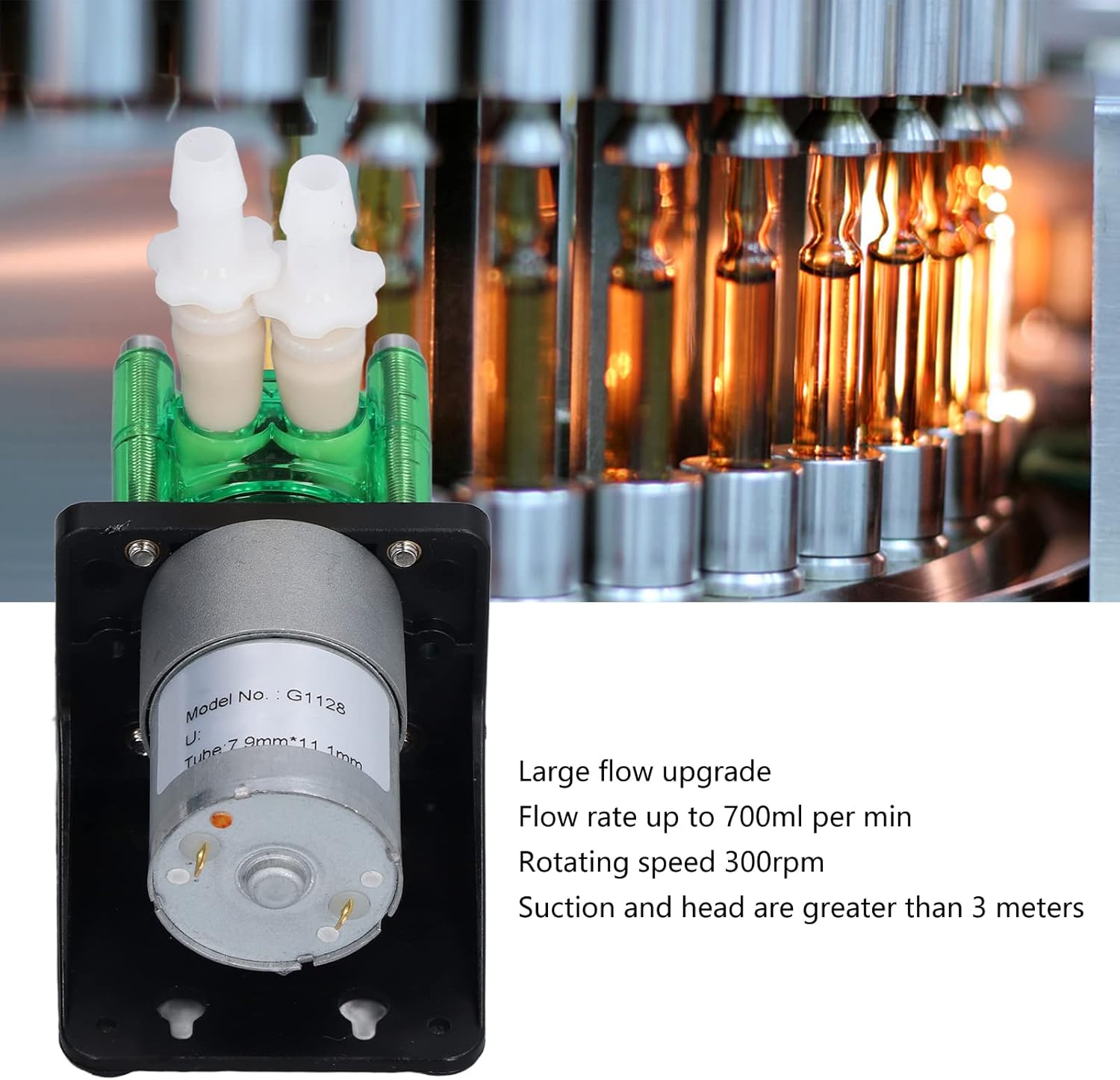 Peristaltic Pump, Peristaltic Pump High Titration Pumps BPT Tube 700ml Per Min, Industrial Peristaltic Metering Pumps (DC12V)