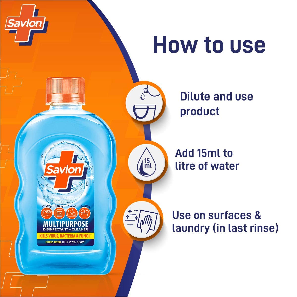 Savlon Multipurpose Disinfectant Cleaner Liquid, Kills Germs on
