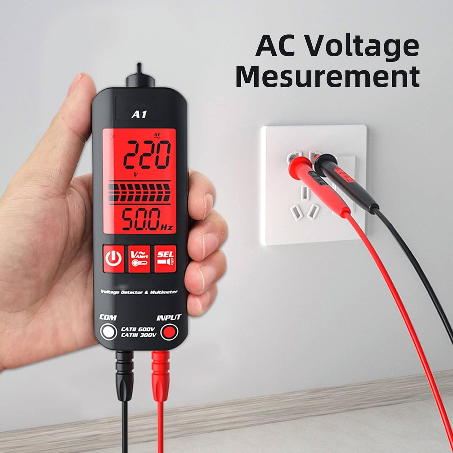 Partitiont A1 Fully Automatic Anti-Burn Intelligent Digital Multimeter,Non Contact Voltage Detector,Electrical Tester Pen,Dual Range AC 6V-1000V/90V-1000V (A1 with Bag)