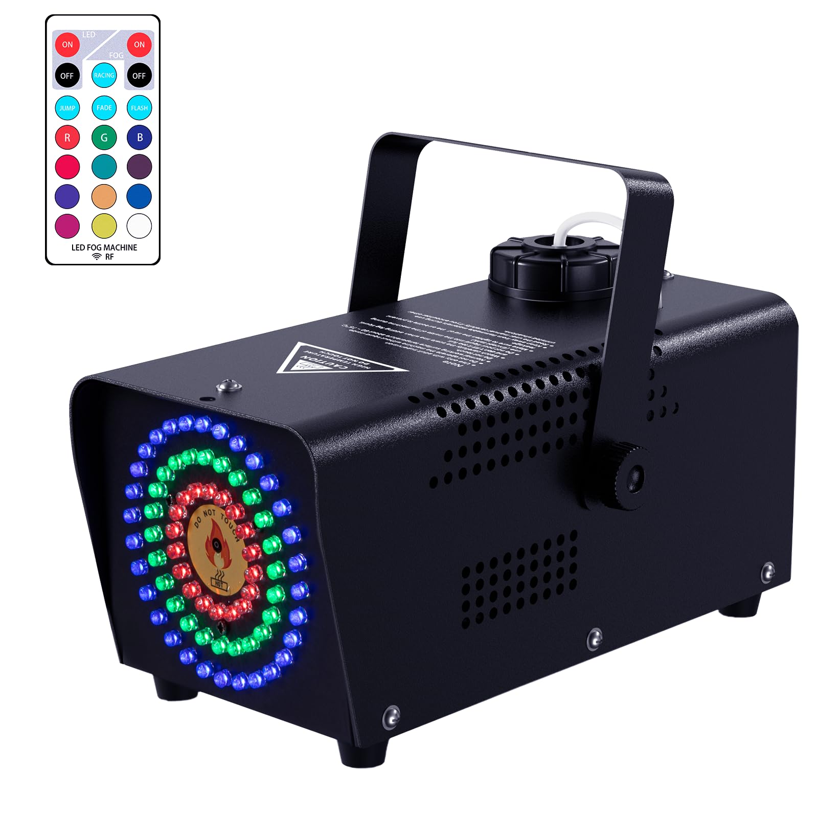 Professionelle Nebelmaschine mit sechseckigem LED-Design & 72 RGB-LEDs & Fernbedienung – 500W Leistung mit starker Sprühkraft – Ideal für Bühne, Disco, Halloween-Partys und Events (Round) | Farbenfroher Nebeleffekt,Funkfernbedienung,Rauch und Licht in ein