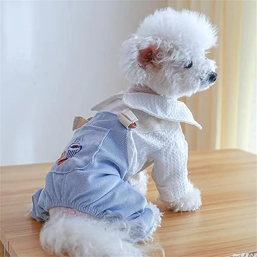 Miniatura 7 de Trajes de perro para perros pequeños, camisas clásicas para perros, pantalones de mezclilla con cabeza de oso, rayas blancas y negras, overol para
