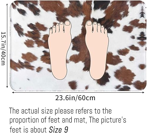 Miniatura 2 de Alfombra de baño con estampado de vaca marrón con estampado de vaca, suave, absorbente, antideslizante, para cocina, baño, lavandería, dormitorio,
