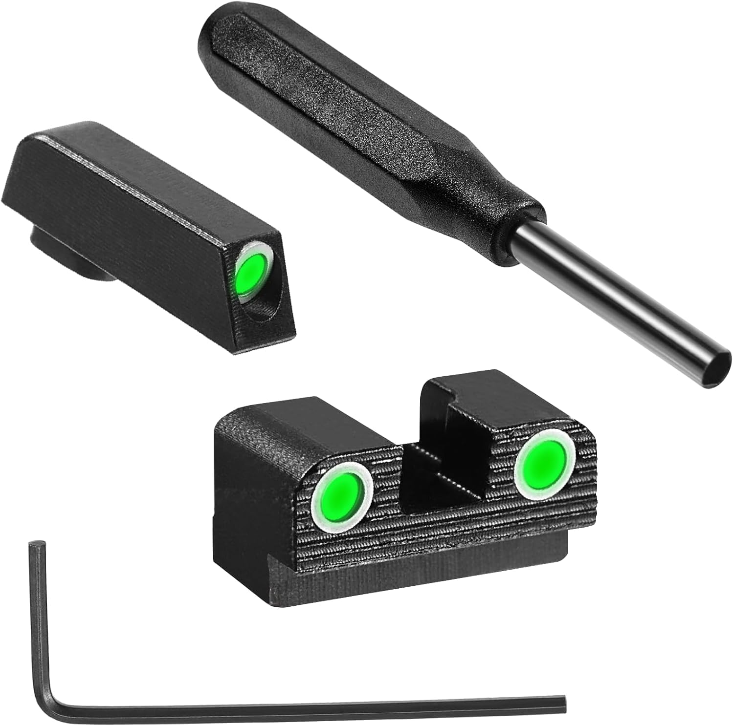 DEEPOWER Night Sight Handgun Sight - 3 Dot High Visibility with Tool Fits 17, 19, 22, 23, 24, 26 & 27/42,43 (42 & 43)