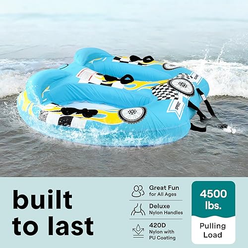 Miniatura 5 de Watersports - Tubo inflable remolcable para dos personas, balsa de remolque flotante para dos personas, botestubosremolcadores inflables con
