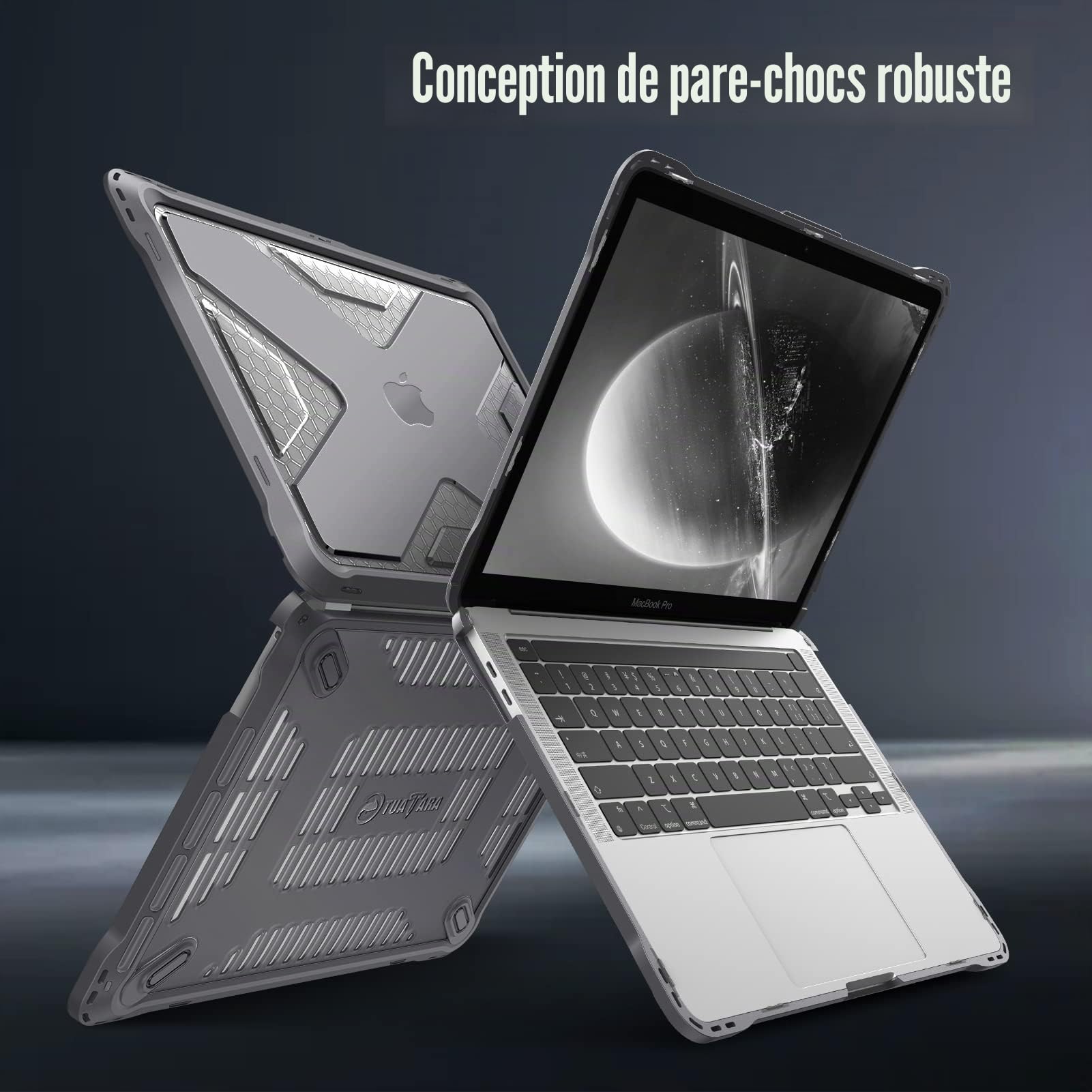 FINTIE Coque Compatible avec MacBook Pro 13 Pouces M2 / M1 (2022-2016) A2338 / A2289 / A2251 / A2159 / A1989 / A1706 / A1708 - Etui Hybride Robuste Housse Antichoc, Gris