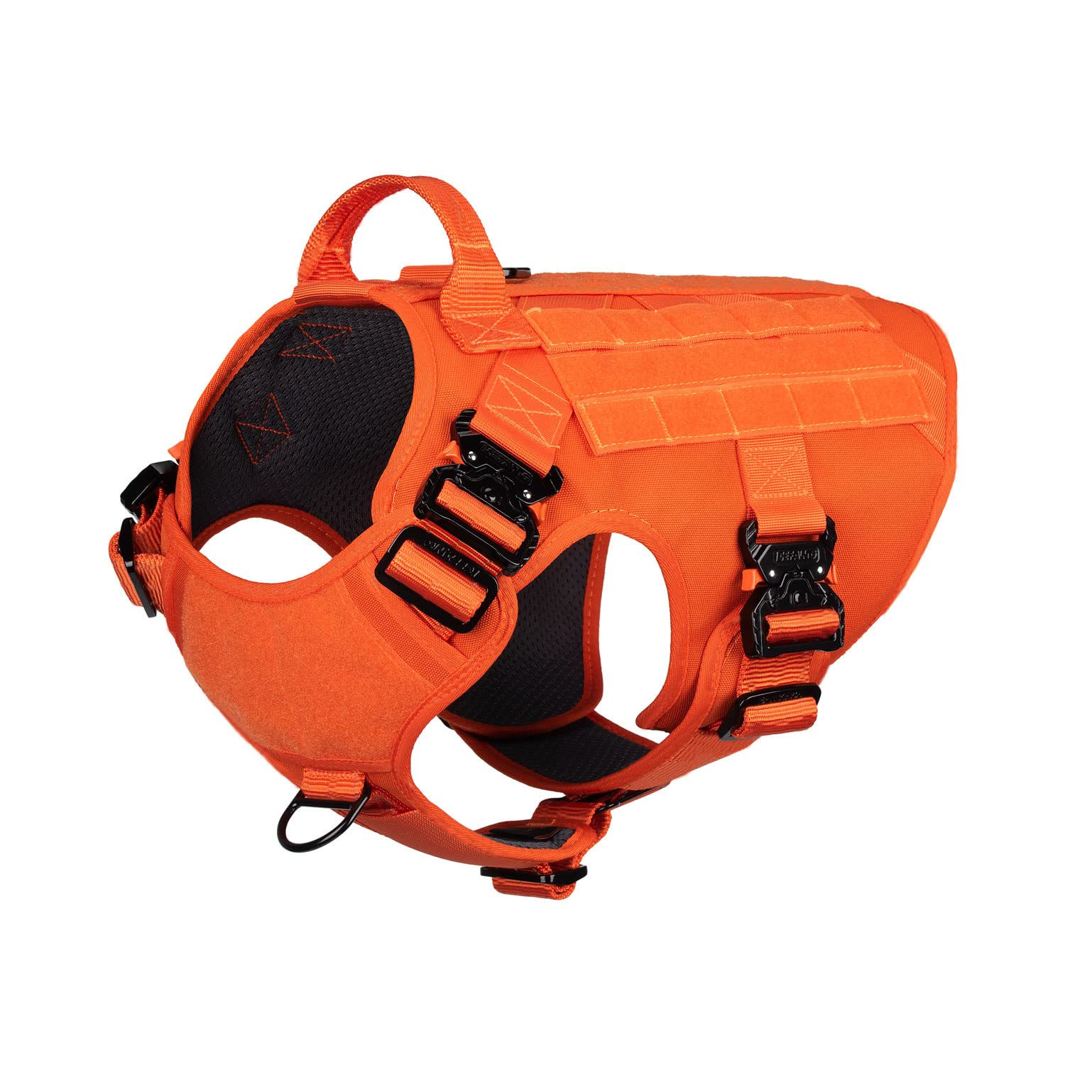 ICEFANG Tactical Dog Harness with 4X Metal Buckle,Working Dog MOLLE K9 Vest with Handle,No Pulling Front Clip,Adjustable Pet Harness for Large Dogs (L