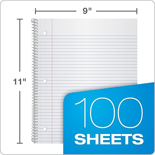 Miniatura 3 de Oxford Cuaderno de espiral con rayas universitarias de 8.5 x 11 pulgadas, paquete de 6, papel rayado universitario, 1 materia, cubierta de plástico