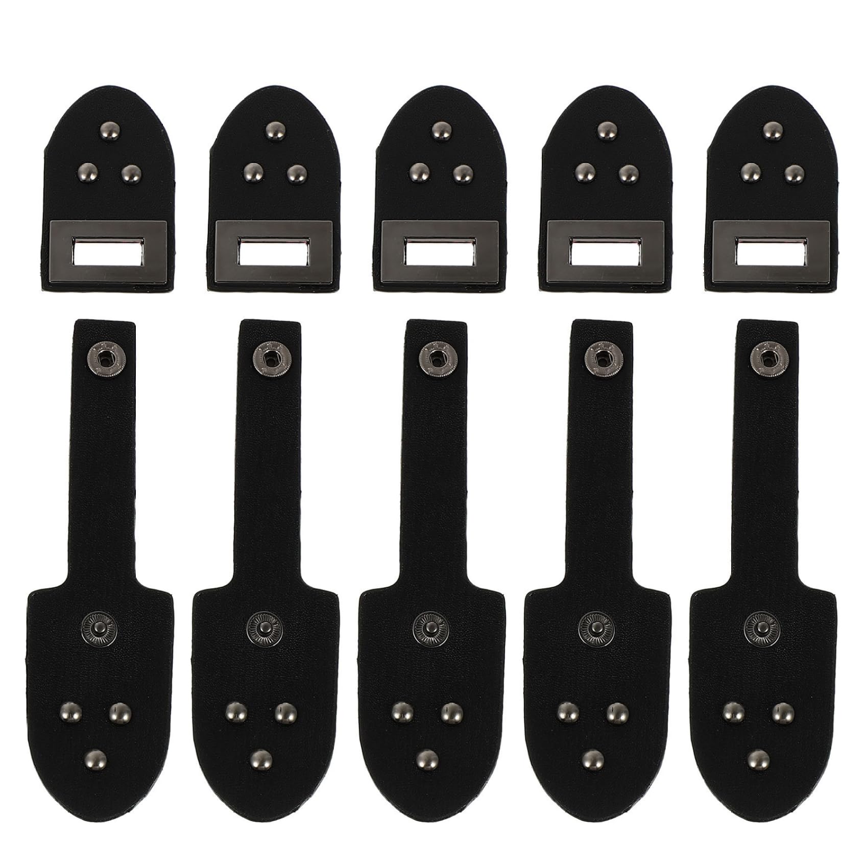 Grtheenumb 5PCS PU Leather Cloak Clasp Fasteners, Black Sew on Toggle Closures, Sewing Snap Toggle Buttons, Metal Coats Buckle Clips Duffle Jacket Buckle, Replacement Buckles for DIY Crafts