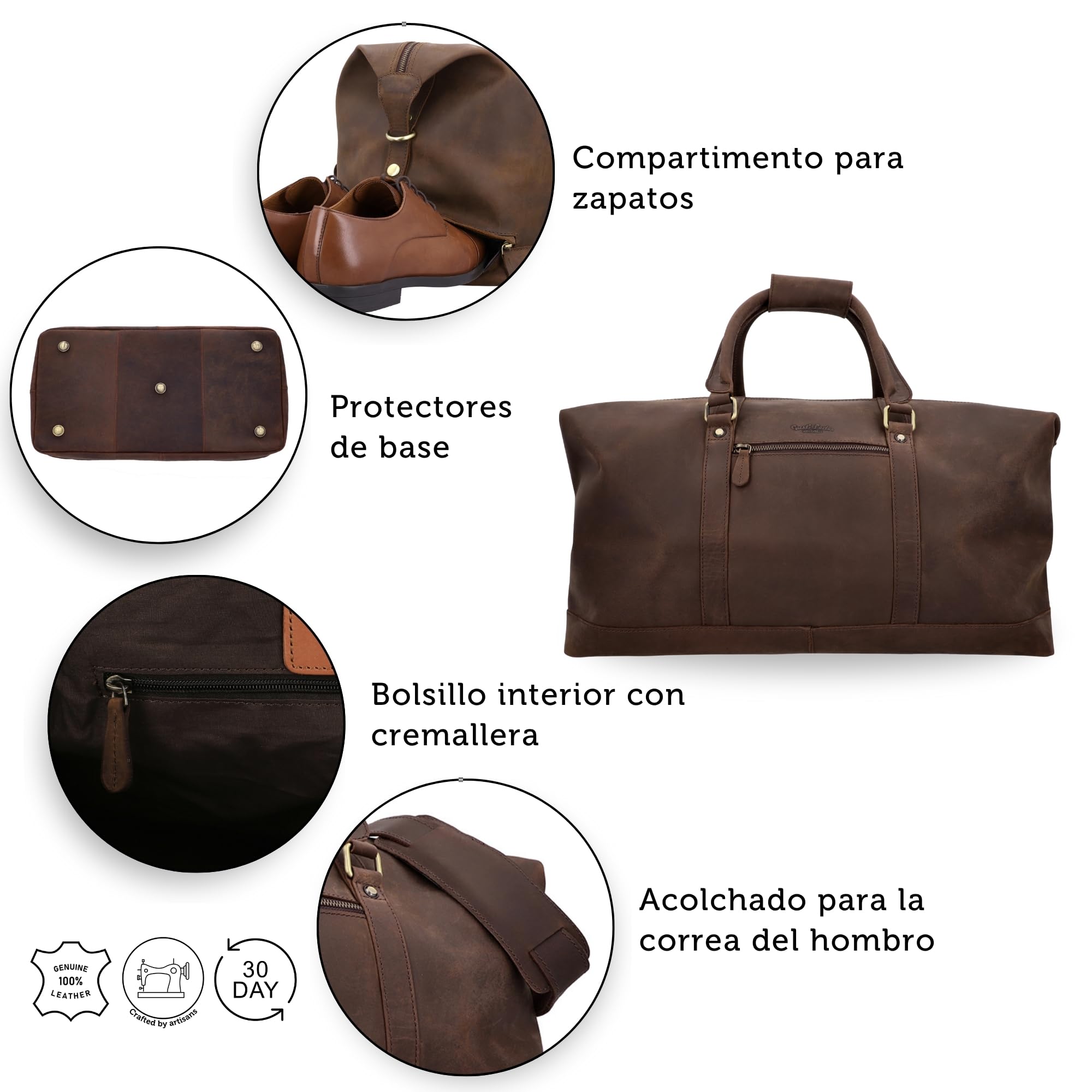 Bolso de Viaje Gusti - Ruben 36 litros Equipaje de Mano Bolsa de Viaje Maleta marrón Oscuro