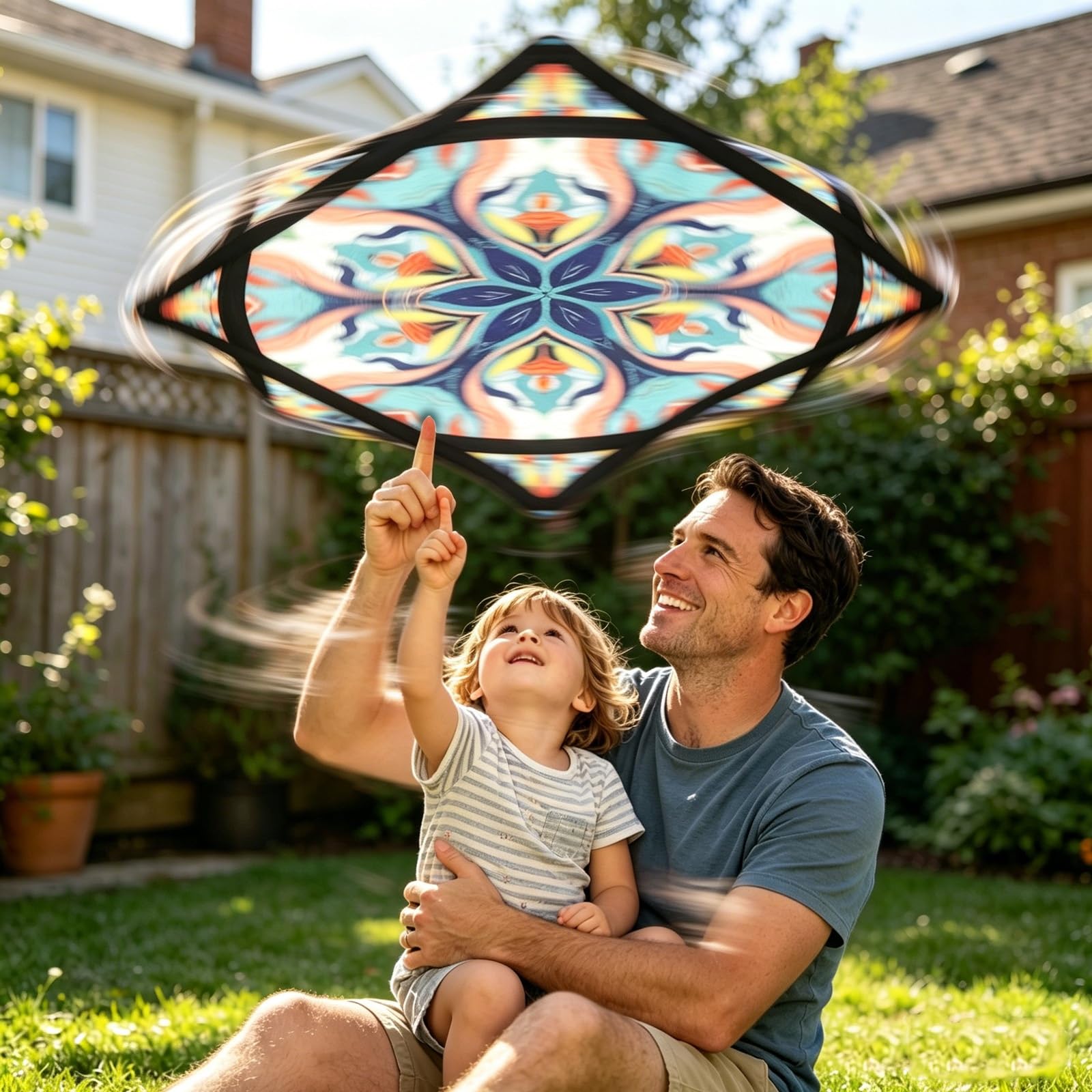 Tessuto da Spinning da 24 Pollici: Giocattolo da Circo Facile da Far roteare con Le Dita con Motivi Vivaci con Stampa su Un Lato, Motivo Cachemire Stile Stella a Flusso, Ultraleggero e Portatile(D)