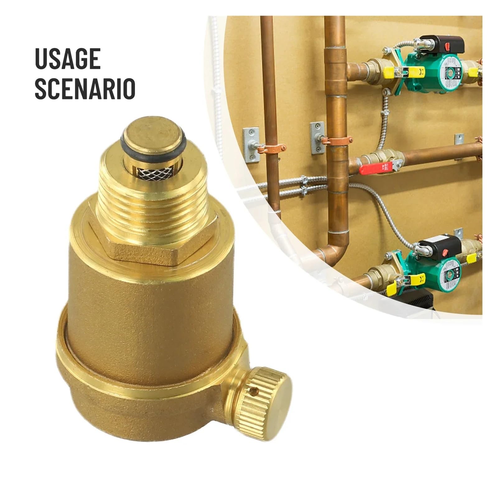 Válvula de ventilación automática de gases de latón for calentador de agua solar, 1/2 pulg. BSP, liberación de baja presión for sistemas de agua fría y caliente, 1 unidad