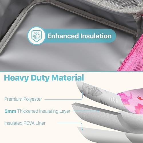 Miniatura 4 de Bagseri Lonchera para niños y niñas, lonchera aislada, portátil, reutilizable, para la escuela, forro resistente al agua