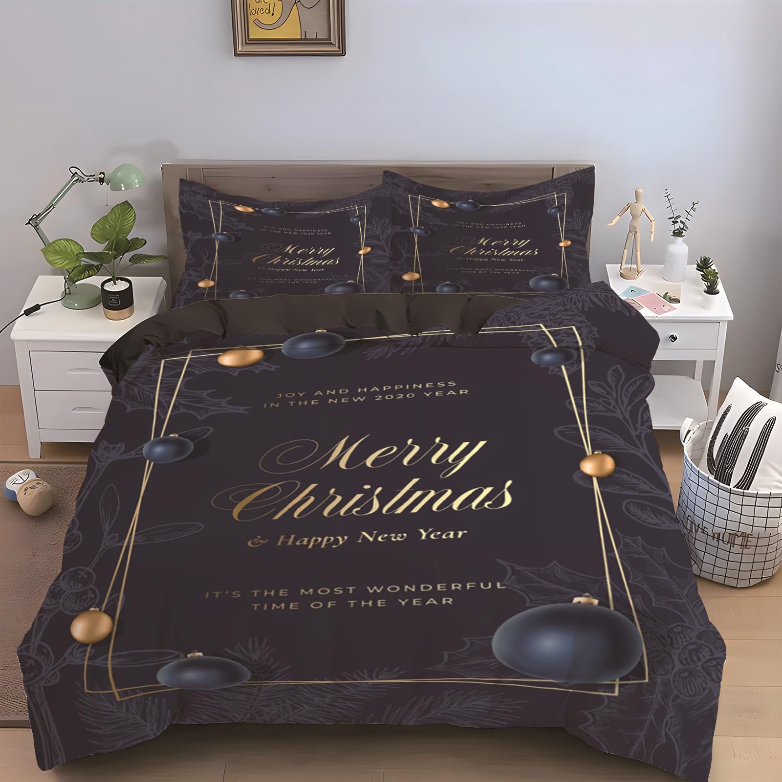 Cadeau parure de lit 200x200 et housse de couette 3 pièces pour célébrations familiales