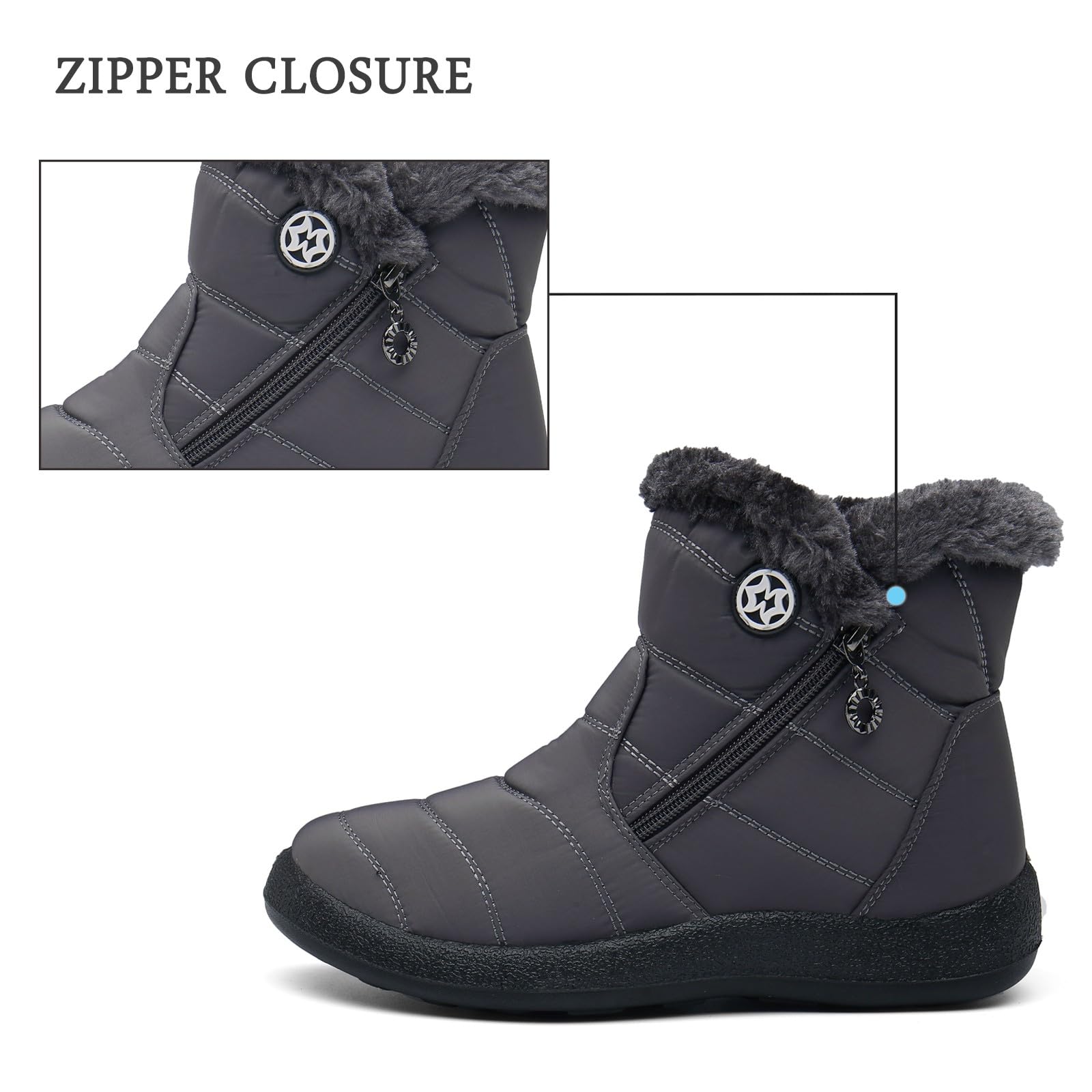 Hsyooes Stivali Donna Invernali Stivaletti Scarpe da Neve | Impermeabili, Foderato Caldo, Scarpe da Inverno, Antiscivolo, Outdoor