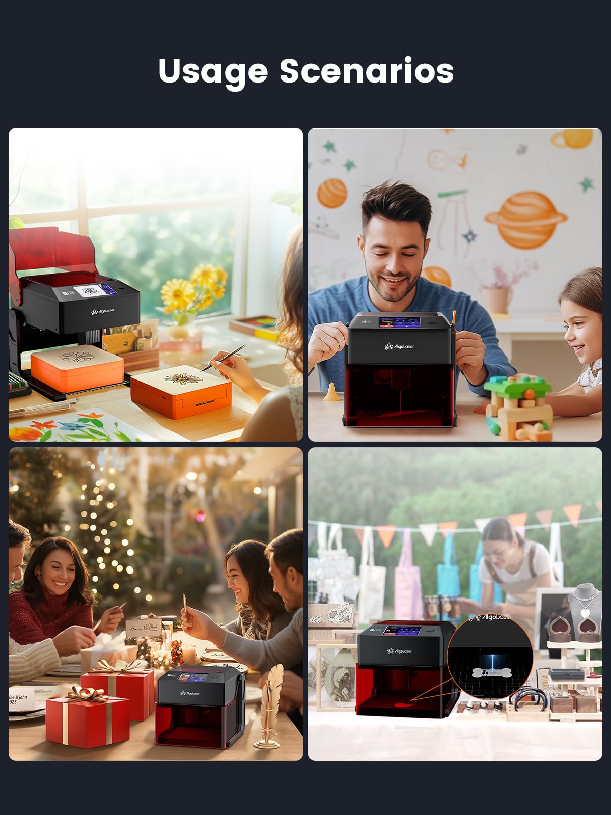 AlgoLaser 5W Smart Laser Engraver Machine: Portable Laser Engraver with 3.5" Touchscreen & 2.0 AlgoOS System - Hand Draw/Wireless Transmission/SD Card/Offline - Laser Engraving for Wood, Leather