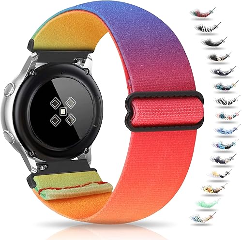 Veezoom Bandas elásticas compatibles con Samsung Active 2 Watch Band 1.732in 1.575in, pulsera ajustable de nailon de 0.787in para Galaxy Watch 4