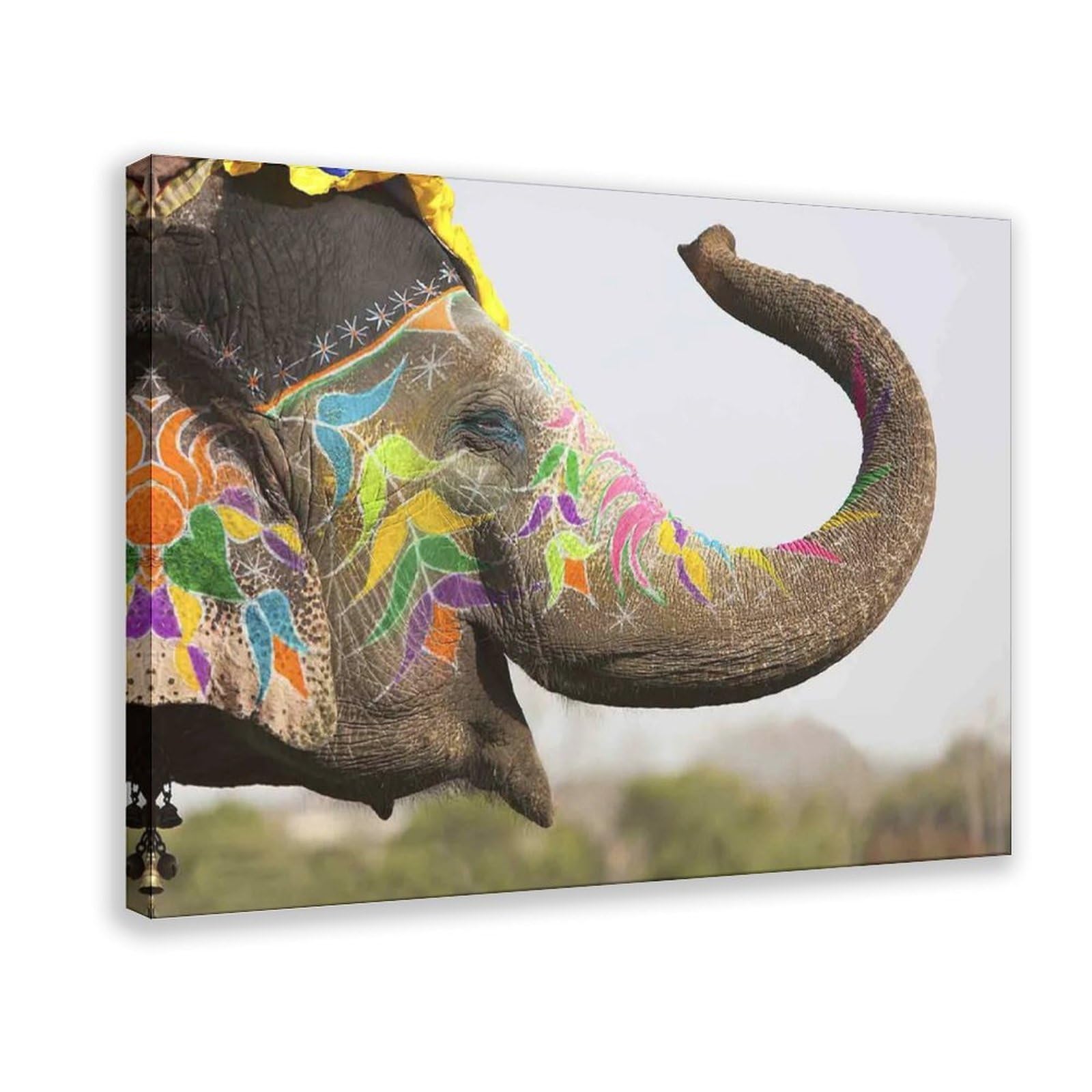 Bareronor Cute Elephant Poster Canvas Poster Bedroom Decor Landscape Office Room Decor Gift 12" L X 18" W