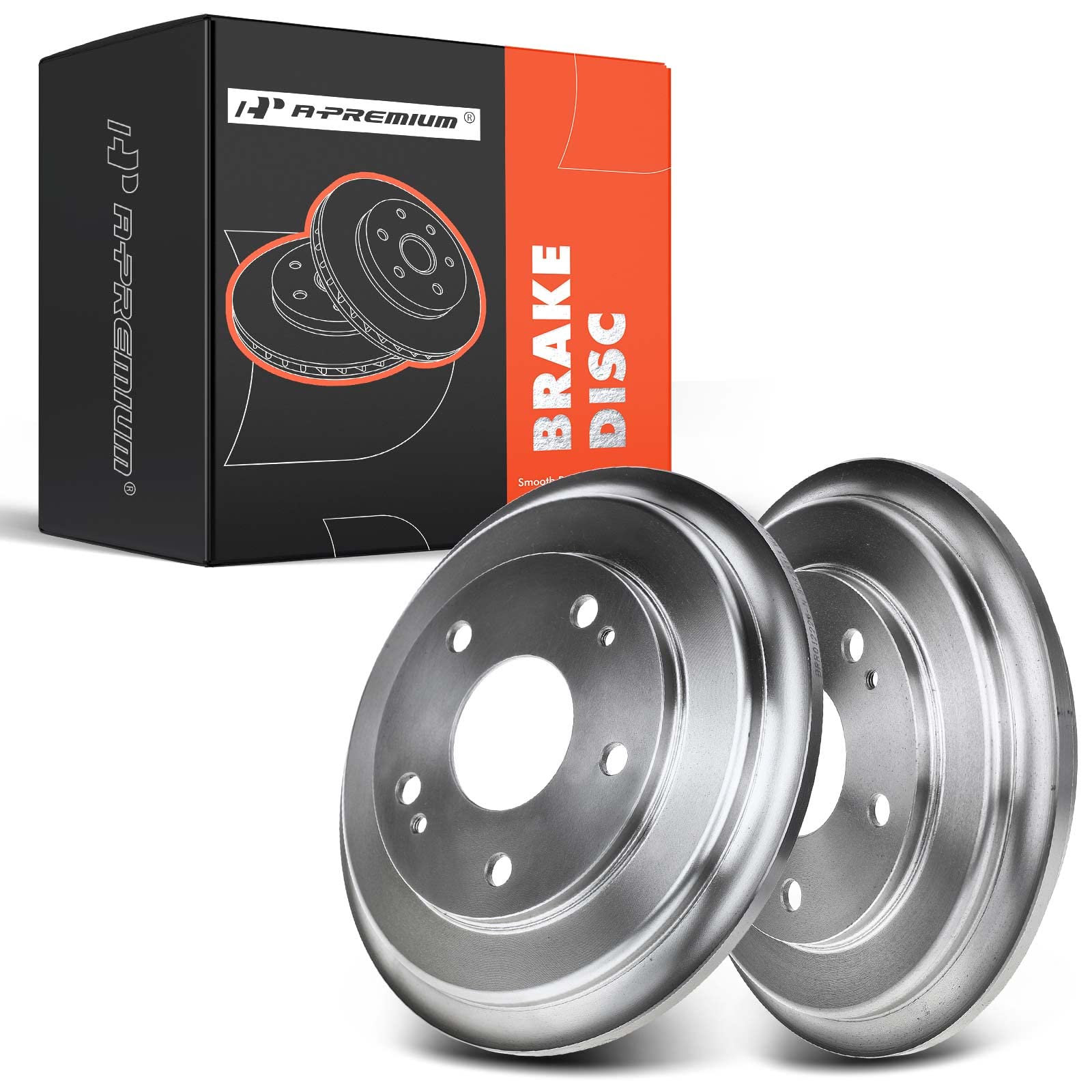 A-Premium Rear Disc Brake Drums Set Compatible with Honda Civic 2006 2007 2008 2009 2010 2011 2012 2013 2014 2015